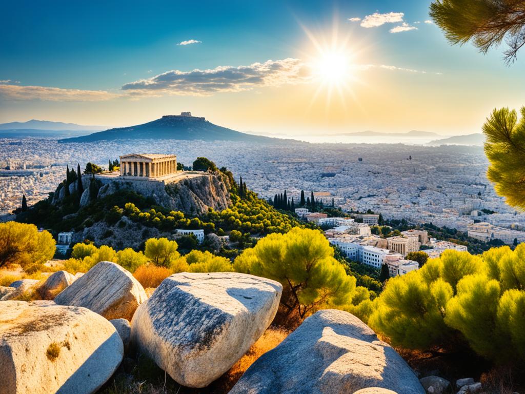 Blick auf Areopag und Akropolis